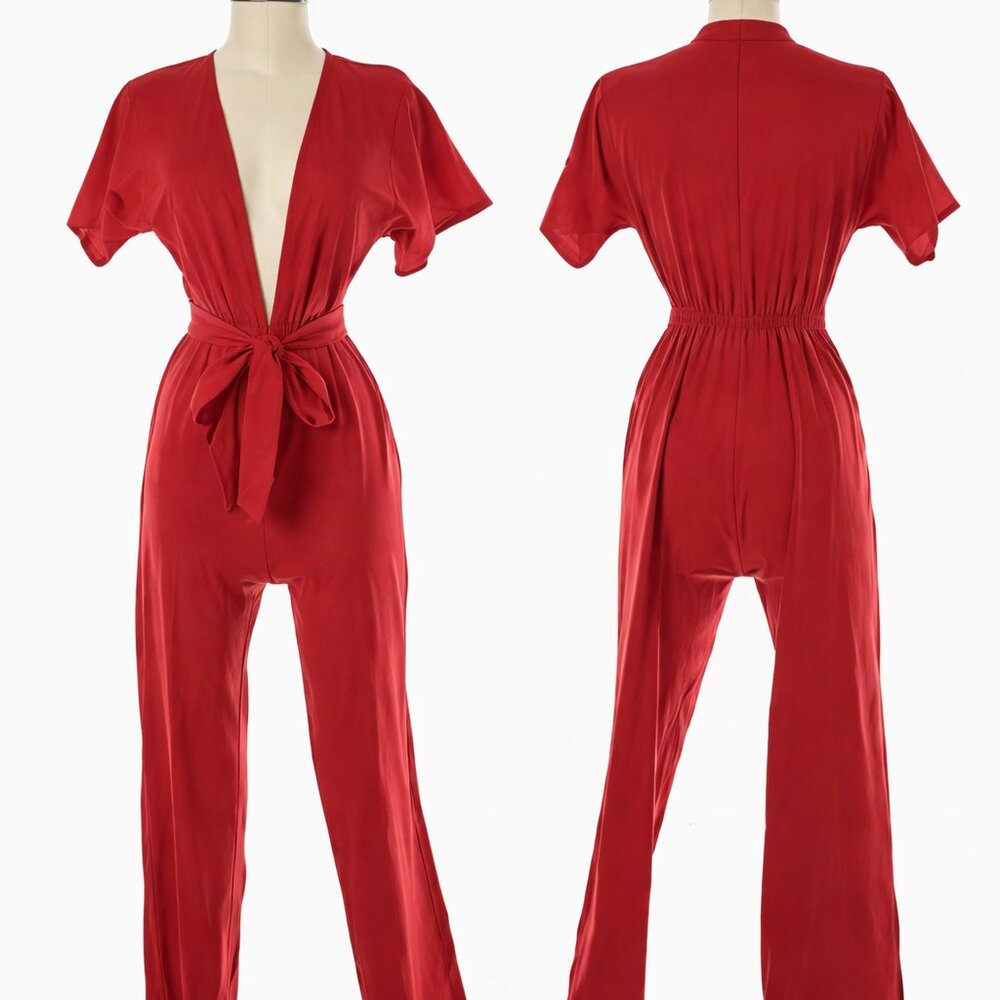 Red Tie-Front Jumpsuit ❤️